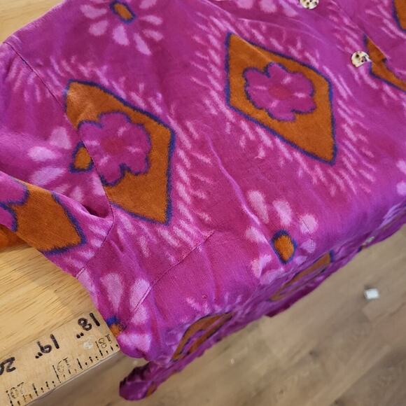 Bitte Kai Rand Batik Dyed Pink Double Breasted Button Blouse 18" Pit 2 PIT Small - Picture 9 of 12